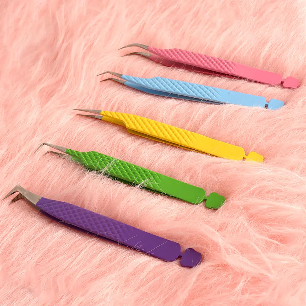 Lash Isolation Tweezers Private Label Fiber Tip Custom Gold Black Logo Box Package Lash Extension Tweezers