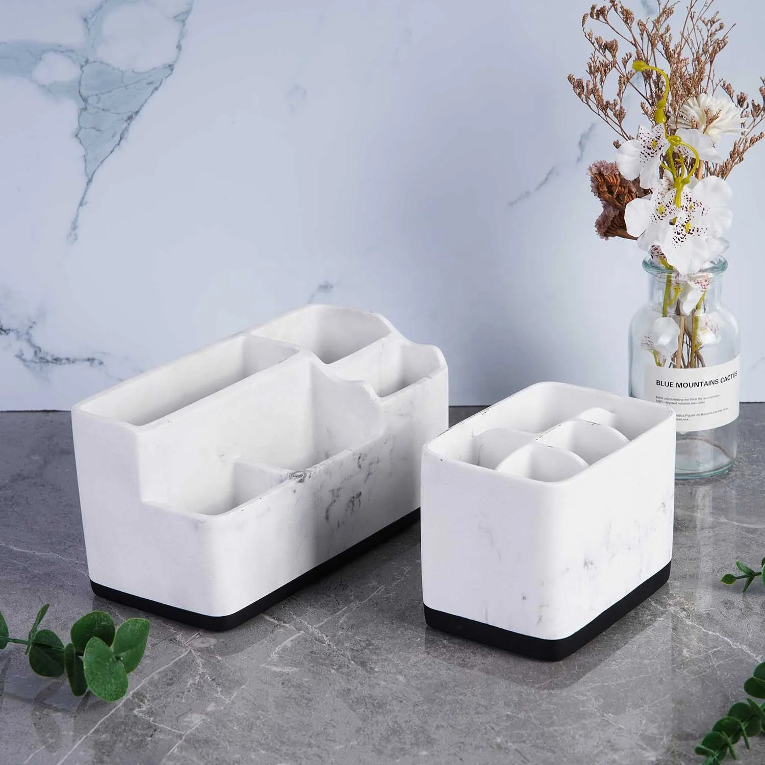 ODM OEM Best Quality Resin Small counter stand Accessories Marble Bathroom Storage Organizer