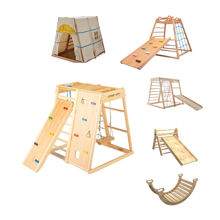 Pikler Triangle Kids Indoor Jungle Gym Kids Wooden Jungle Gym Pikler Triangle Climbing Indoor Playground Toddler Climber Slide