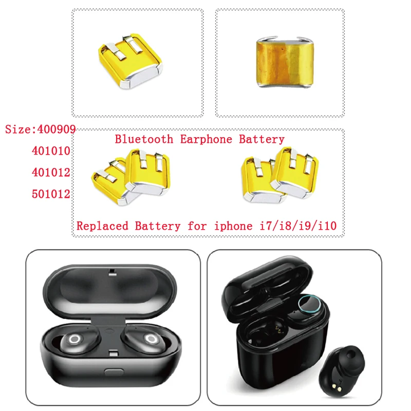 3.7V Polymer Lithium Battery 401012 501012 400909 Universal I7/I8/I9 Wireless Headset Battery For Games Accessories