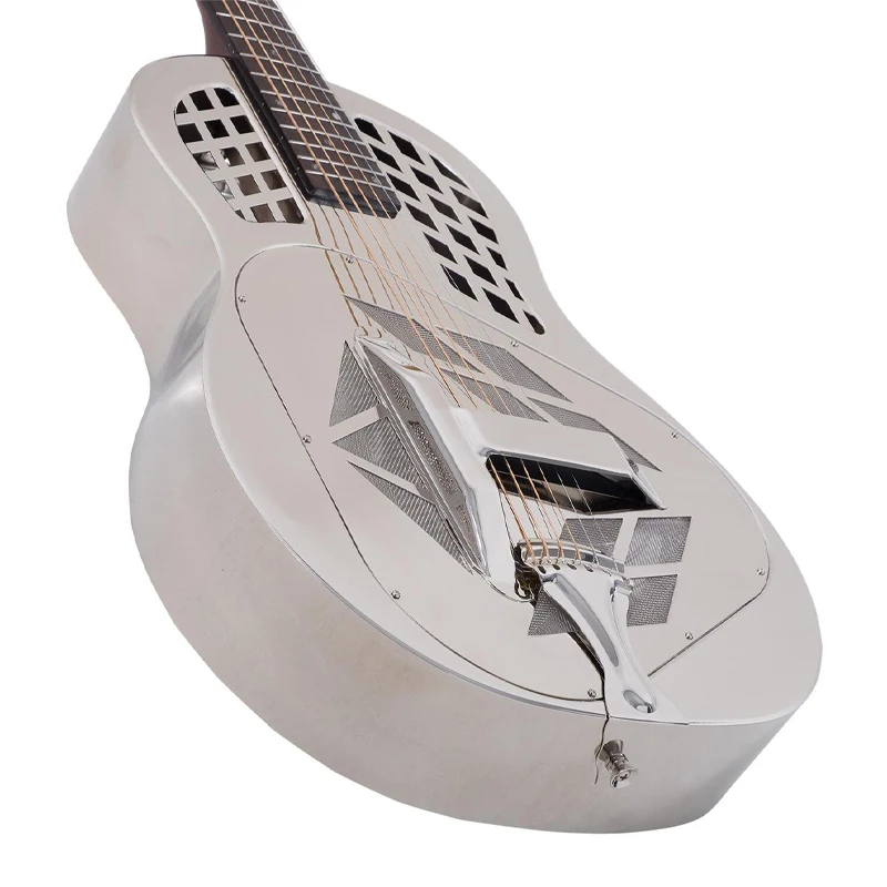 Kinglos Handspun Resonator Cone Bell Brass Body Mahogany Neck guitar strap brass acoustic guitar