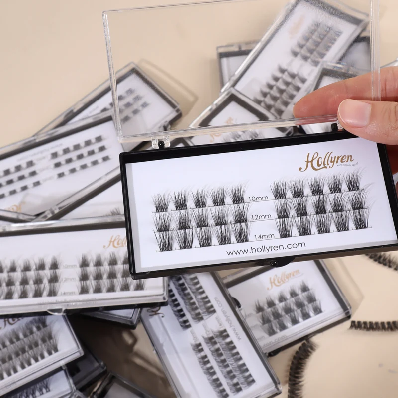 Hollyren Lash DIY Eyelash Extensions Private Label Segmented DIY Lash Extensions Pre-Cut DIY Home Lash Extensions Full Kit