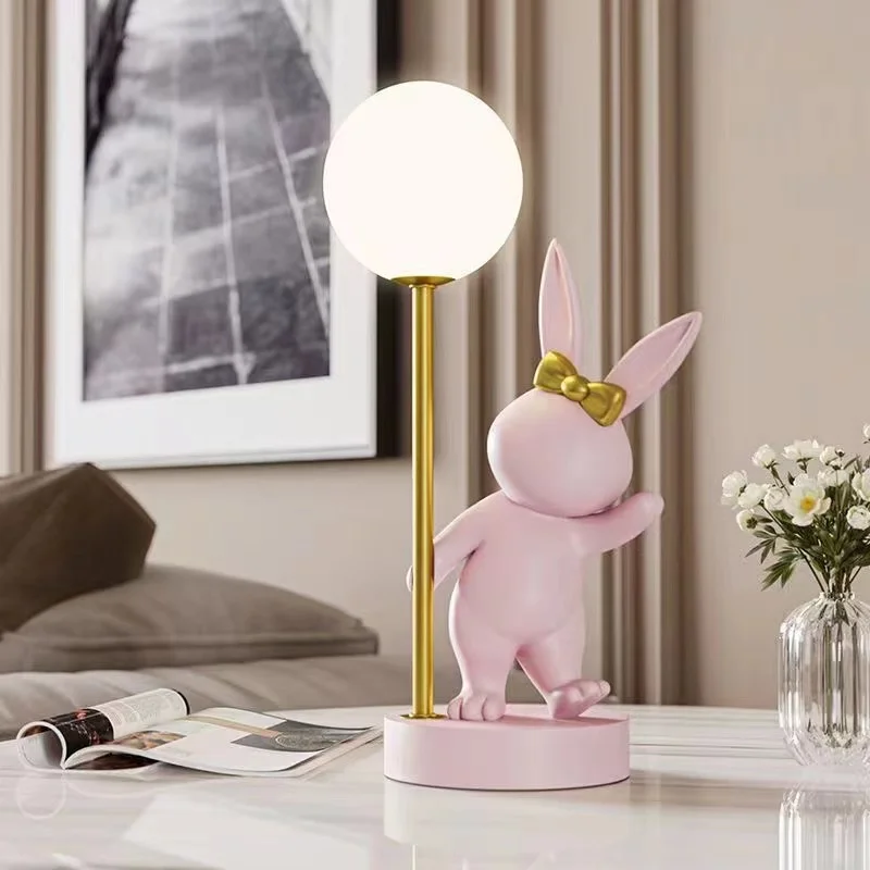 Creative decoration living room bedroom bedside tray TV cabinet decoration toffee rabbit large floor lamp
