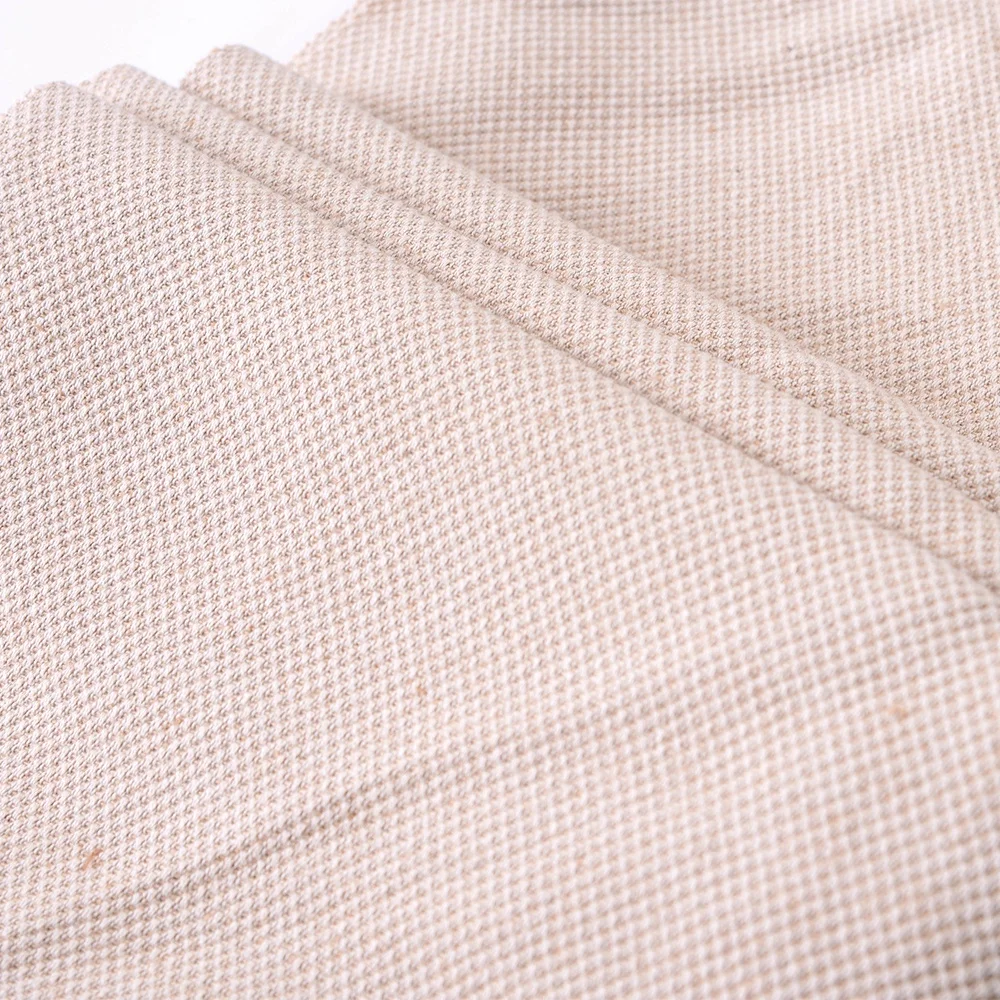 Factory Sale Textured Home Textile Plaid Raw Material Tela Para Sofas Thick Polyester Cotton Linen Fabric For Sofa and Curtain