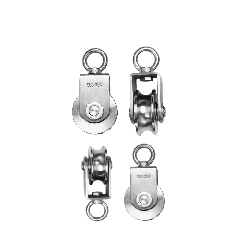 304 Stainless Steel Pulley  V-Shaped Load-Bearing 350 kg Wire Rope Crane Traction Fixed Wheel Lifting Bearing Pulley Bearing