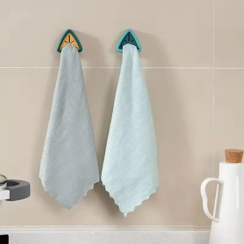 Hot Sale Self-Adhesive Push Towel Rack for Kitchen Bathroom Wall Hanger Non-Drilling Hooks Cutlery Grabber Convenient Storage