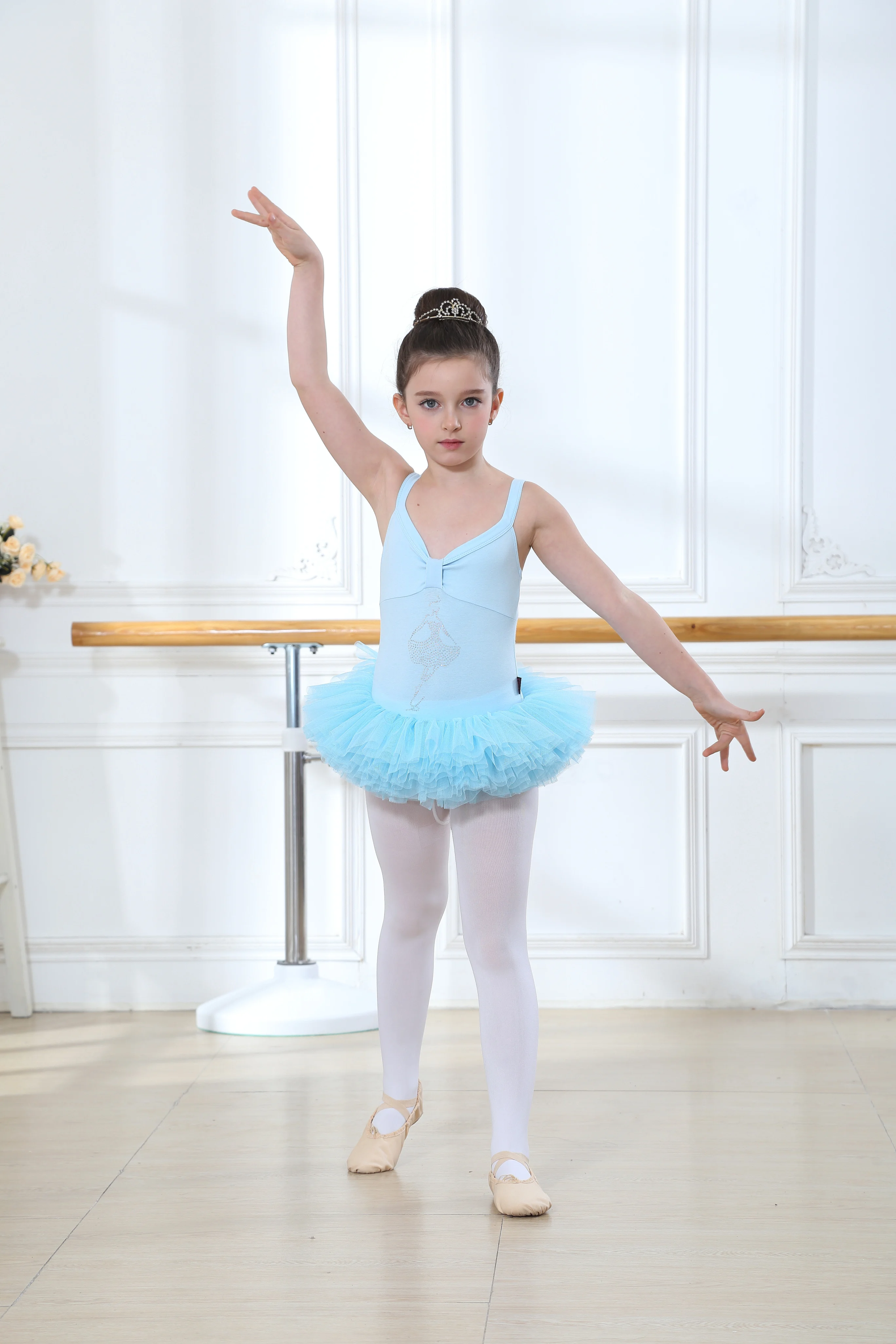Factory Wholesale custom sleeveless with 8 layer tutu for ballet baby tutu training skirt ballet dresses for girls class wear