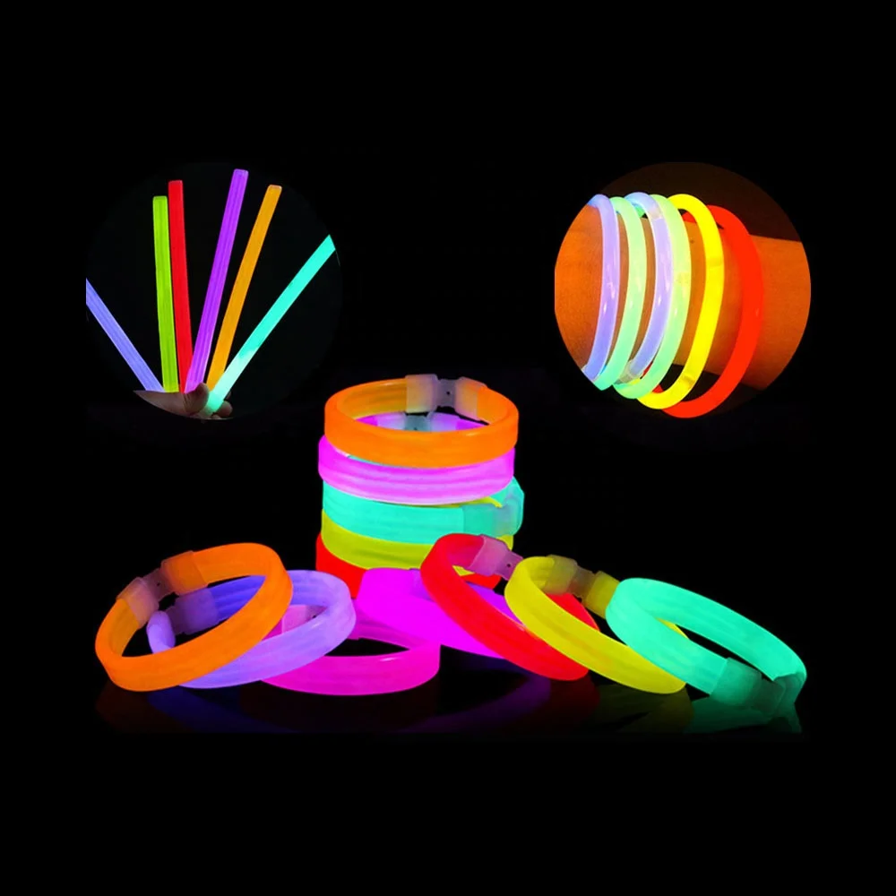 Hot Sale Fluorescent Glow In Dark Party Supplies Wristband Glow Stick Bracelet Necklace Bulk Neon Glow Stick for Party