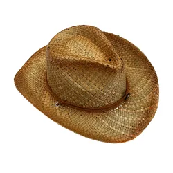 Wholesale Fashion Woven Plain Western Shapeable Cowboy Straw Hat With String