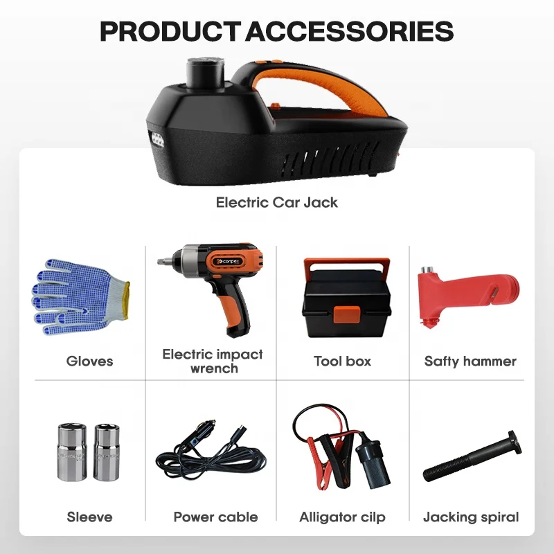 Conpex New Arrival 12V 4 in 1 Hydraulic Car Jacks 5T Electric Jack Electric Car Jack Kit