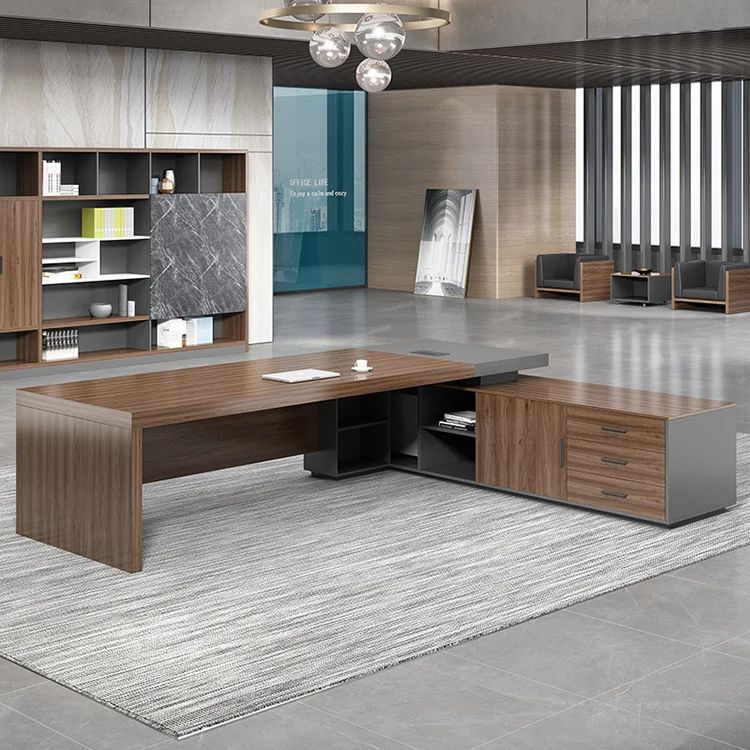 High end office furniture MFC Board executive boss office desk l shaped Factory Design Office Table