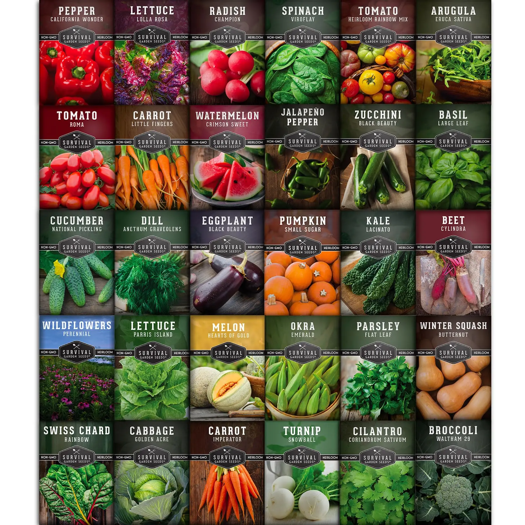 30 Pack with 18,500+ Non-GMO Heirloom Vegetable, Fruits, Herb Seed Varieties for Planting