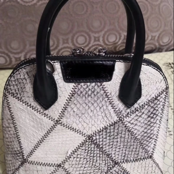 PoPular style 100% genuine salmon leather jointed colorful  handbag for lady