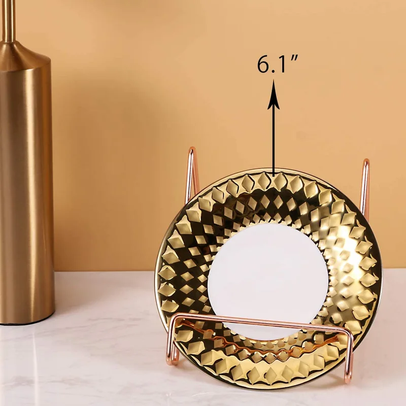Desktop Golden Metal Wire Holder Gold Display Plate Stand Picture Holders for Cookbooks Magazine Greeting Card Display