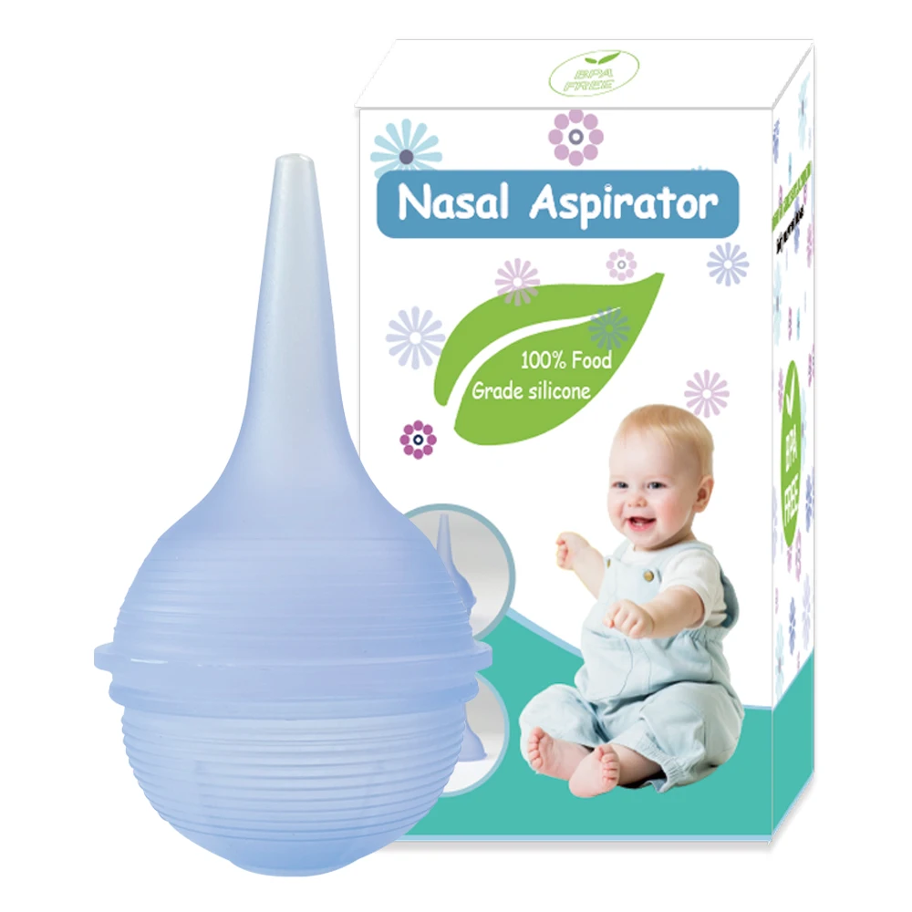 
Factory Price Washable Bulb Shape Silicone Infant Nasal Aspirator With Color Box Booger Sucker Remove Nasal Mucus For Baby 