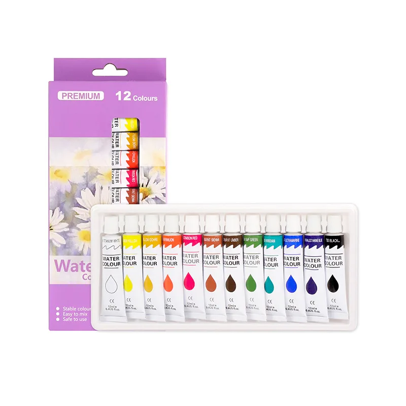 12 colors 6ml 12ml watercolor pigment boxed set painting sketch boxed manufacturer delivery guarantee