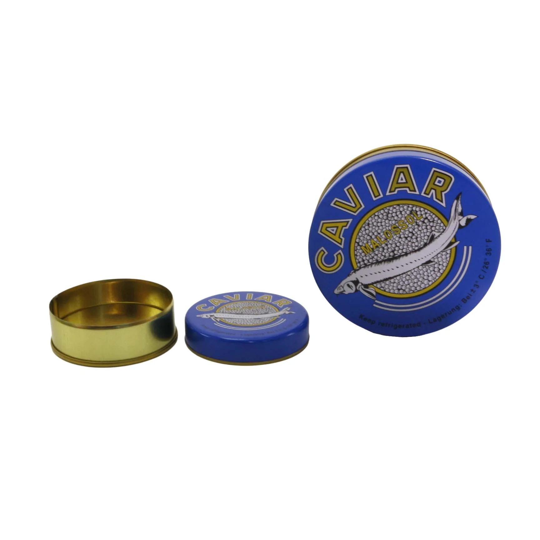 Round tin can canned caviar food grade tin cans with lid caviar Packaging Box MC-065C