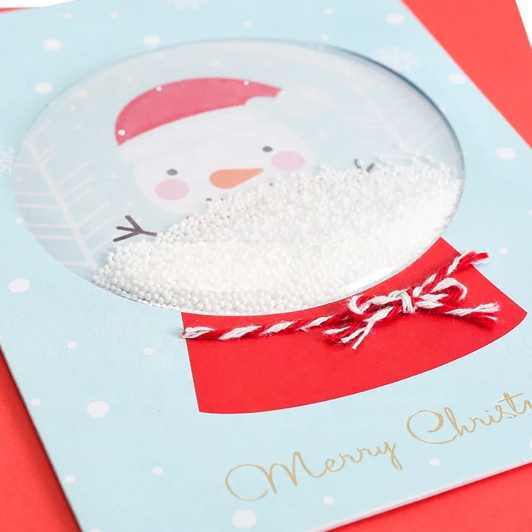 Trendy Snowman Snow Globe 3D Cards, Handmade Christmas Custom Greeting Cards with Foams