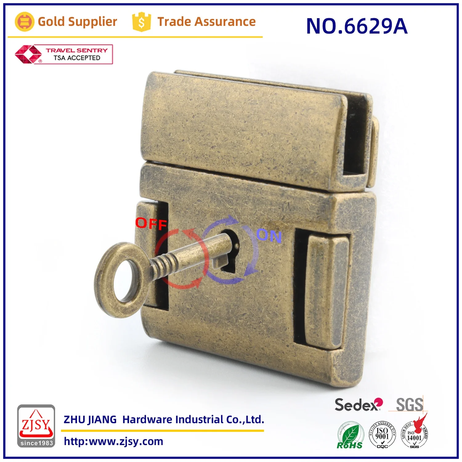 6629 High Quality Fashion Leather Bag Hardware Clasp Security Key Bag Lock