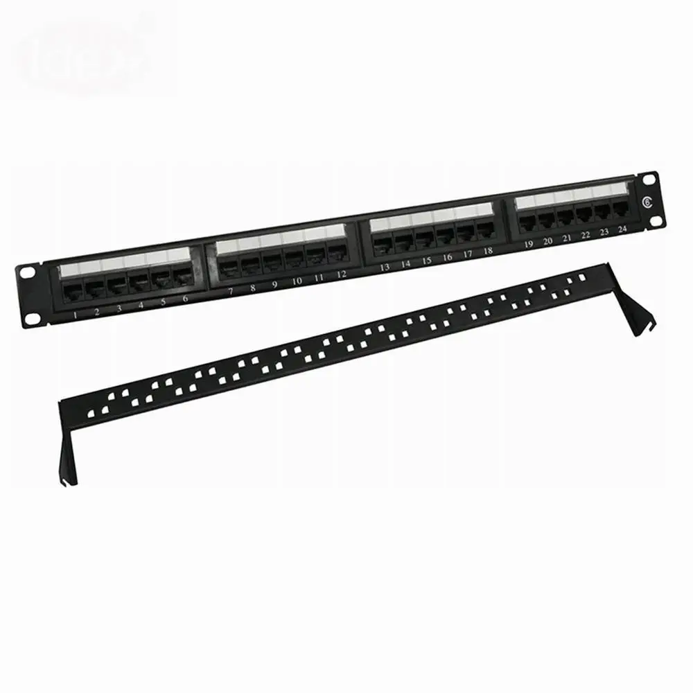 1U 19 inch 24 Ports UTP CAT6 RJ45 Network Patch Panel Keystone Jack Module Commscope Type D-link Lacing Bar Server Rack Cabinet