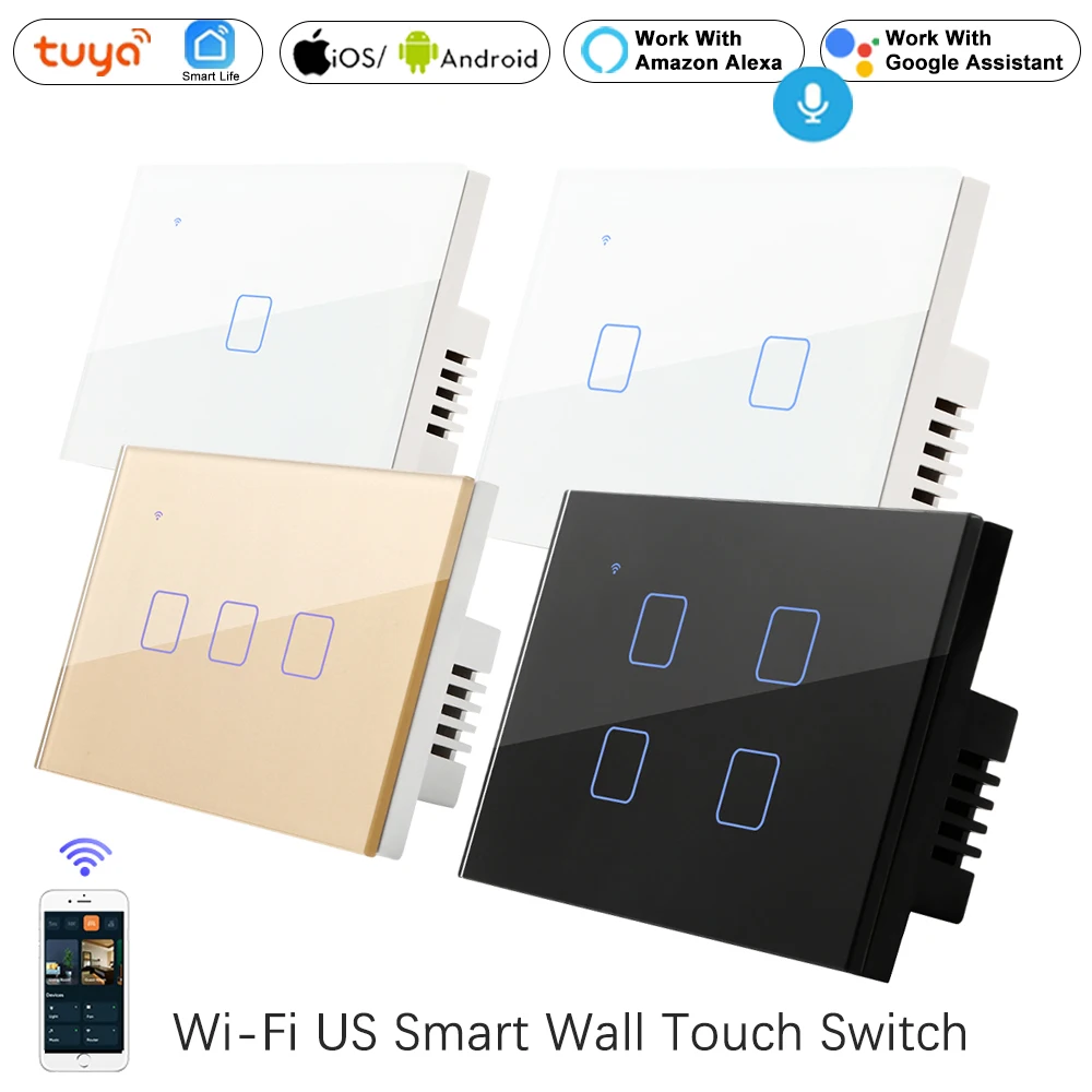 
Amazon Alexa Dot Wireless Smart Life Tuya Wifi Mobile Remote Control Smart Electric Wall Light Switch 220V US Standard Timer 