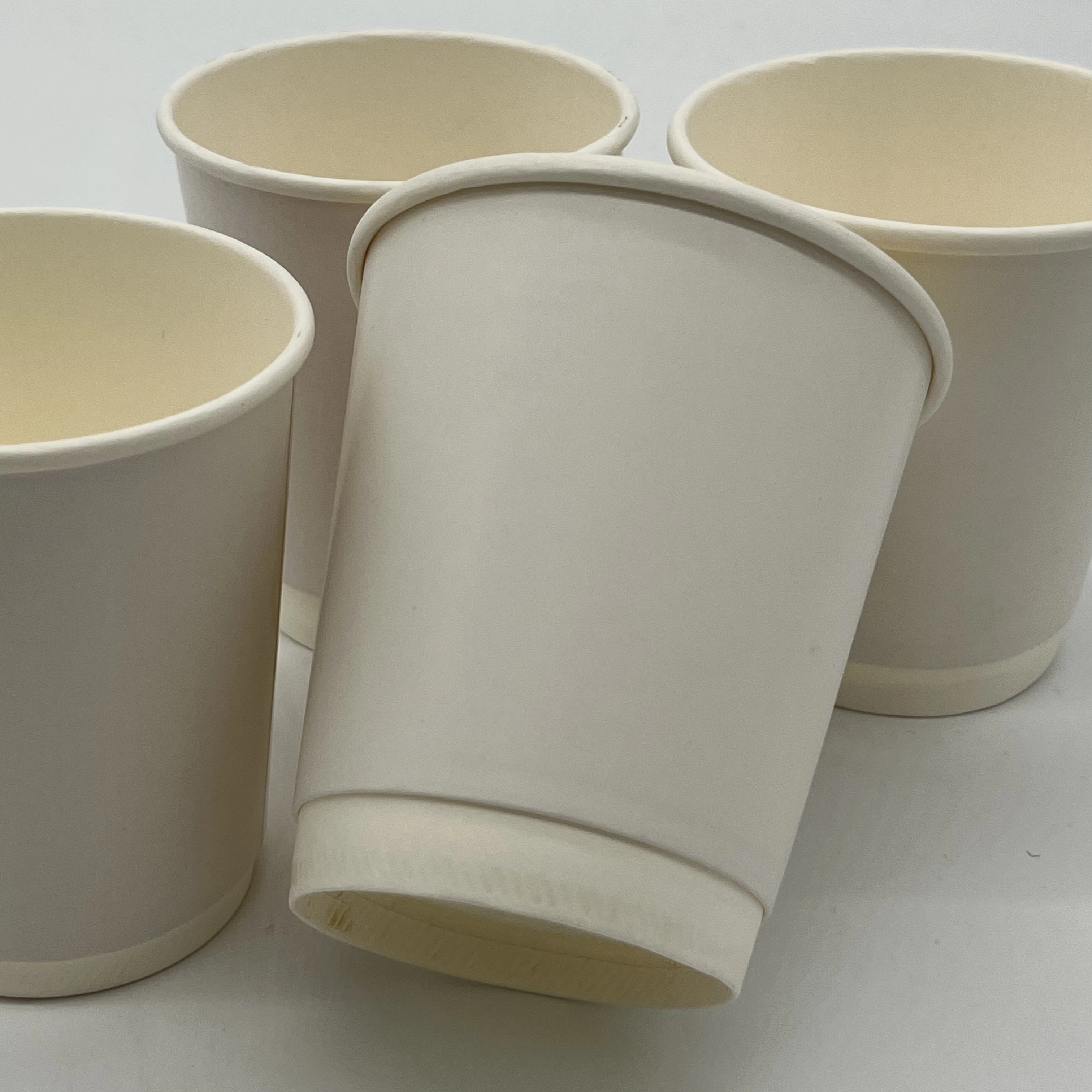 China Manufacture Disposable Double Wall Cups White 8/10/12 oz Custom Logo Hot Coffee Paper Cups With Lid for Cafe