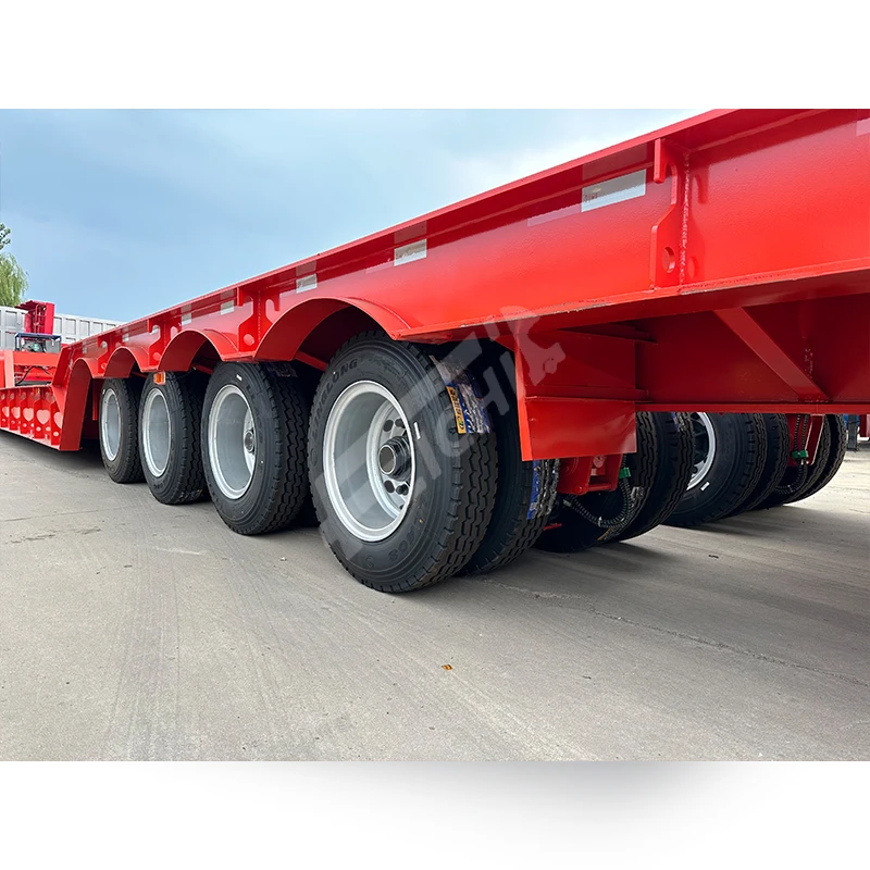 4 LINE 8 AXLE Heavy Duty 100 Ton 150 Ton Heavy Load Lowbed Lowboy Semi Trailer Machinery Equipment Transport Lowboy Semi Trailer