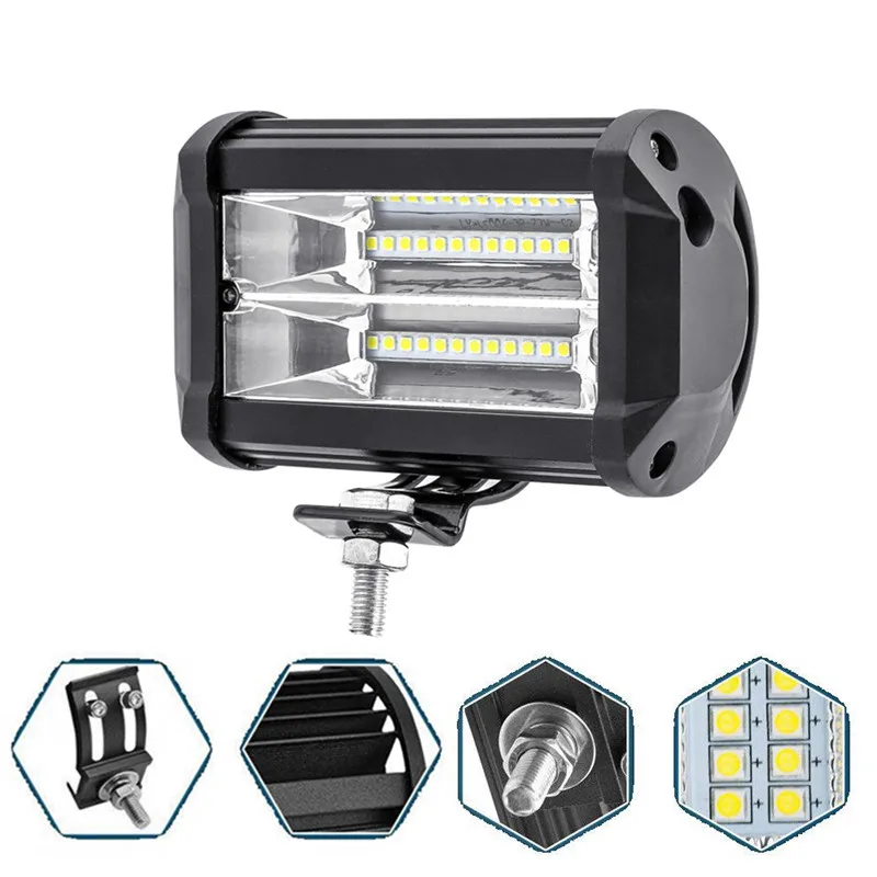 China Manufacture 5 Inch 72W LED Light Bar Spotlight Suitable For Offroad Vehicle Truck 4WD SUV Fog Light