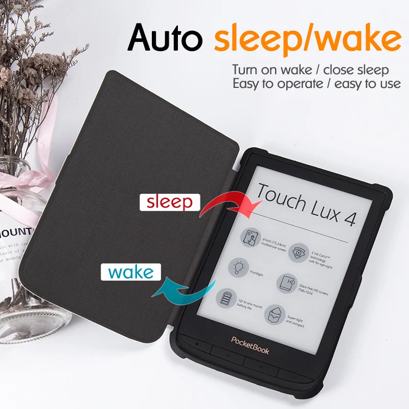 Smart case for Pocketbook 606/616/627/628/632/633- Touch Lux4/Basic Lux2/Touch HD3 - Drop Resistance Soft Shell Protective Cover