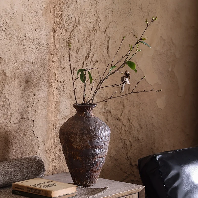 retro vintage nordic chinese handmade rustic pottery shabby chic decoration home antique ceramic terracotta vase