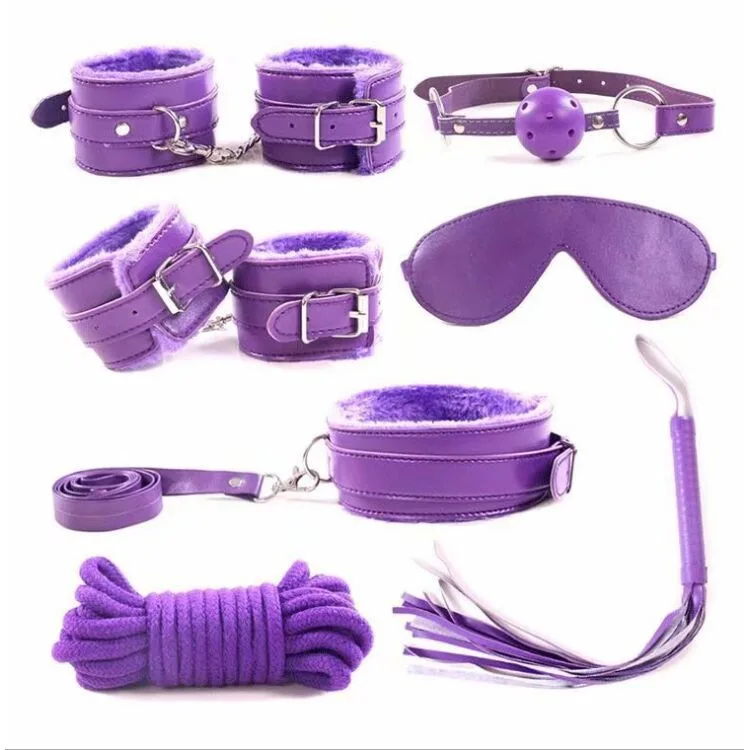 7 Pieces Adult Bdsm Bondage Kit Set Leather Bondage Sex Toy For Couple