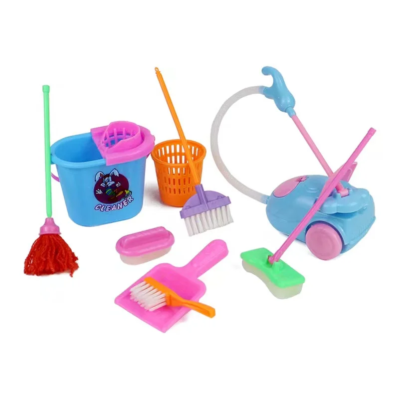 Cute 9 pcs/set MIni House Cleaning Tool for Kids Girls Toy Dolls Accessories