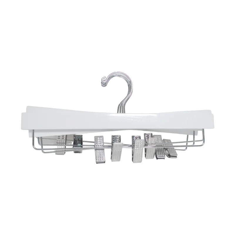 Solid Wooden Hanger with Clips for Skirt Pants Underwear for Clothing Store
