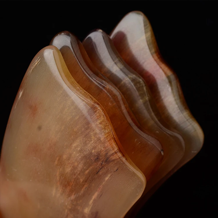 15cm horn shape gua sha Natural horn massager guasha for Facial SPA Back Scraping Board horn plate for sale