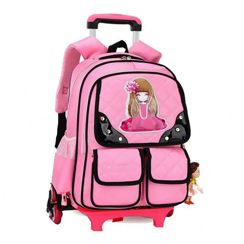 Custom Bag Anime detachable 6 wheels trolley school bag Backpack for Arab Market