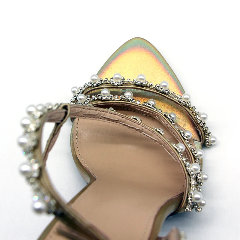 latest fashion pointed toe high heel rhinestone  women sandals