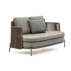 Inexpensive Outdoor Semicircle Sofas Rattan Wicker Patio Garden Sofa Set Furniture Waterproof Frame Character Style Living Room