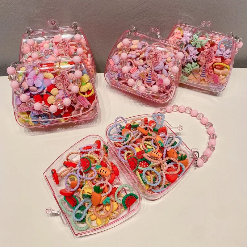 20Pcs Wholesale Children Cute Flower Elastic Hair Bands Girl Sweet Hair Tie Kid Fashion Hair Accessories Set Gift Box Kids