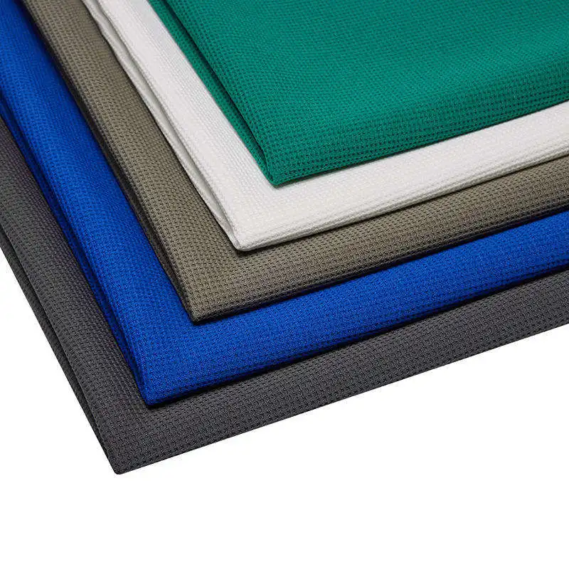 Cheap price good quality 100% polyester plain dyed fabric Schindler knitted concave-convex waffle concave-convex style fabric