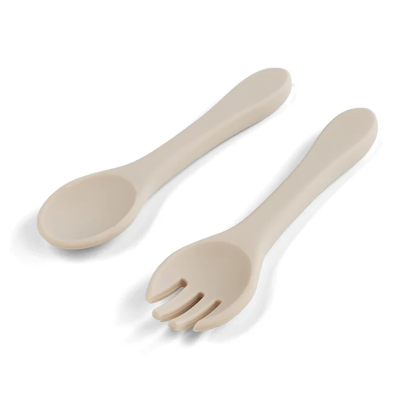 Dishwasher Safe Infant Toddler Food Grade Soft Silicone Baby Spoon Fork