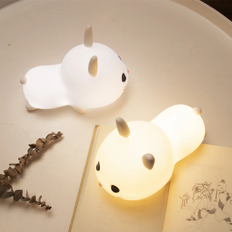 2023 LED Home Decoration Bedroom Decor Kids Bedside reading Lamp Creative Cute Cartoon Silicone Rabbit led Night Light (Home+)