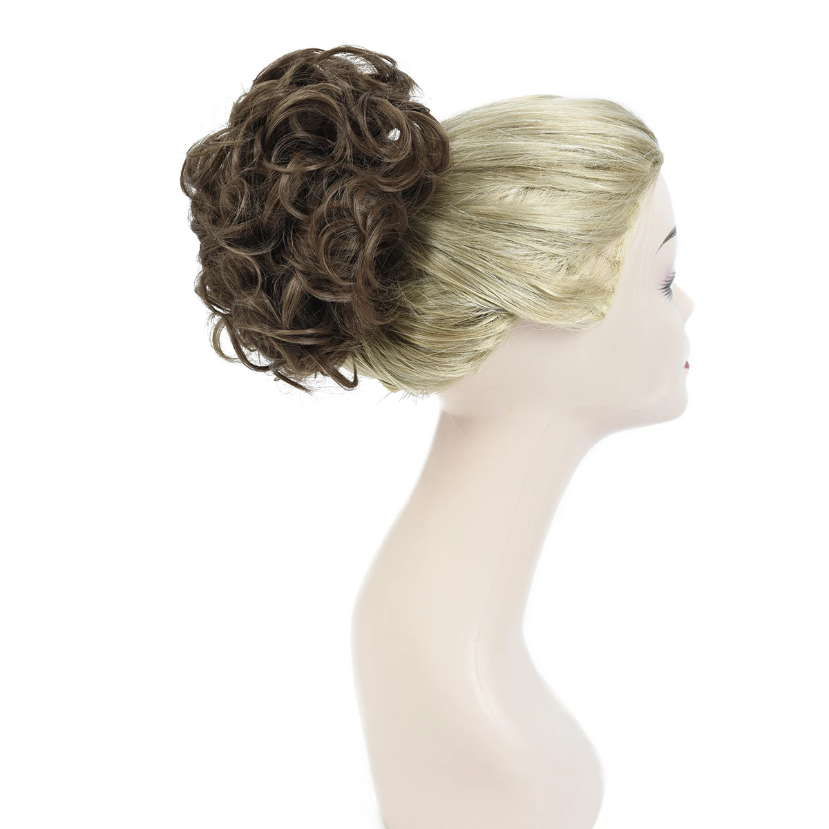 Бесплатная доставка, пучок волос с кудрявыми волосами, Женский шиньон для наращивания волос на завязках, шиньон, хвост