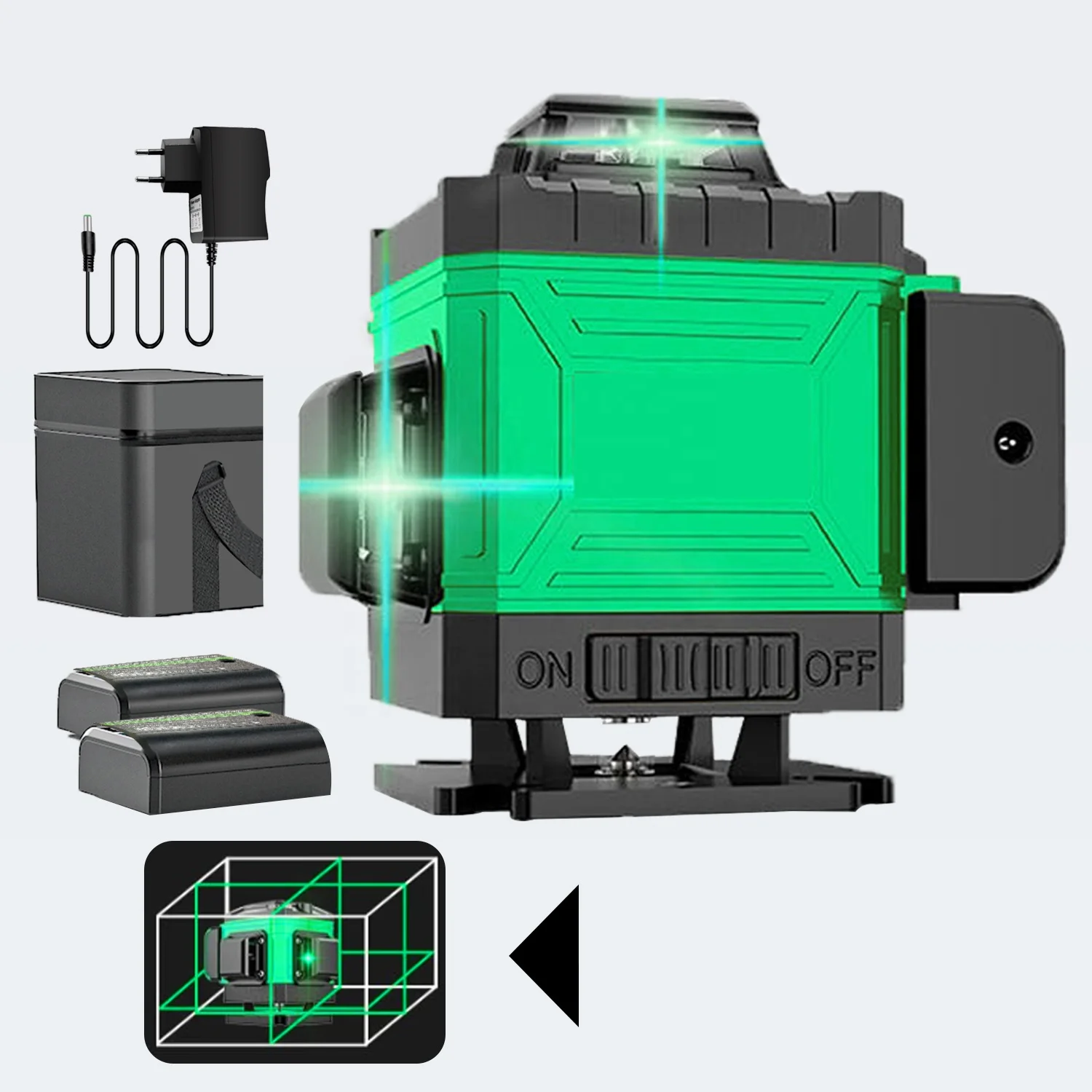 Green 360 Self Leveling Rotary Laser Level 4D 16 Lines Horizontal&Vertical Cross Line Laser Surveying Measuring Tools