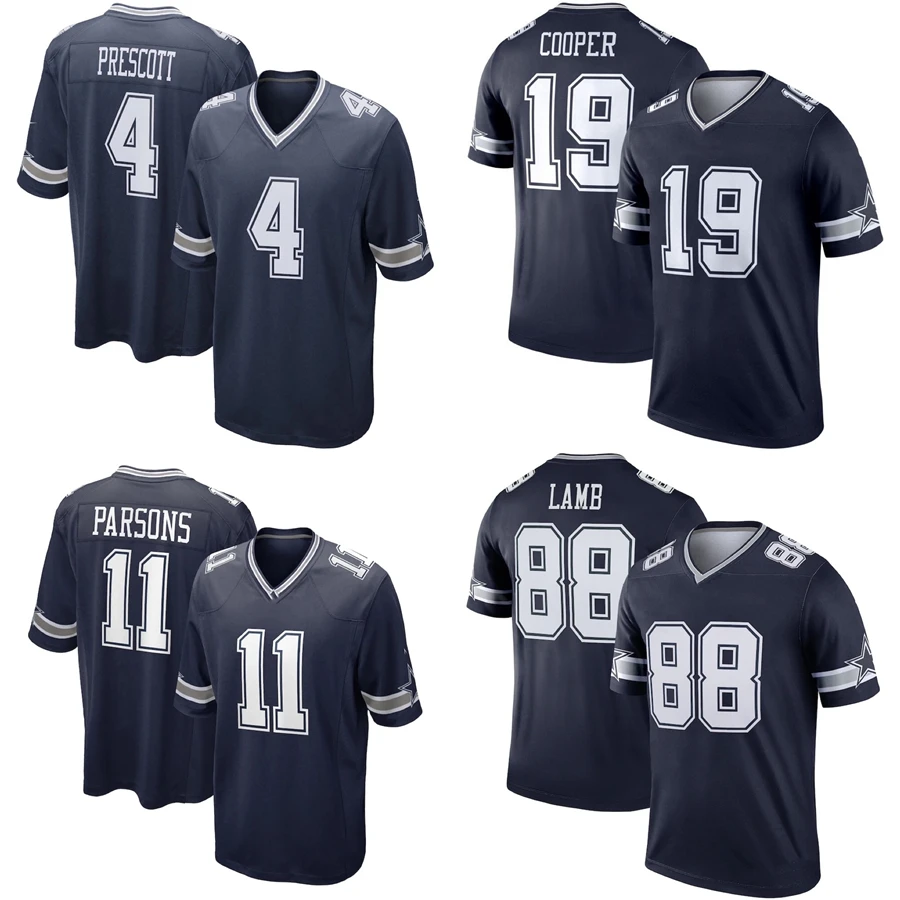 Оптовая продажа Dallas City прошитый американский футбольный трикотаж с вышивкой мужская Ковбойская синяя форма 4 Dak Prescott 88 ягненок 11 пар