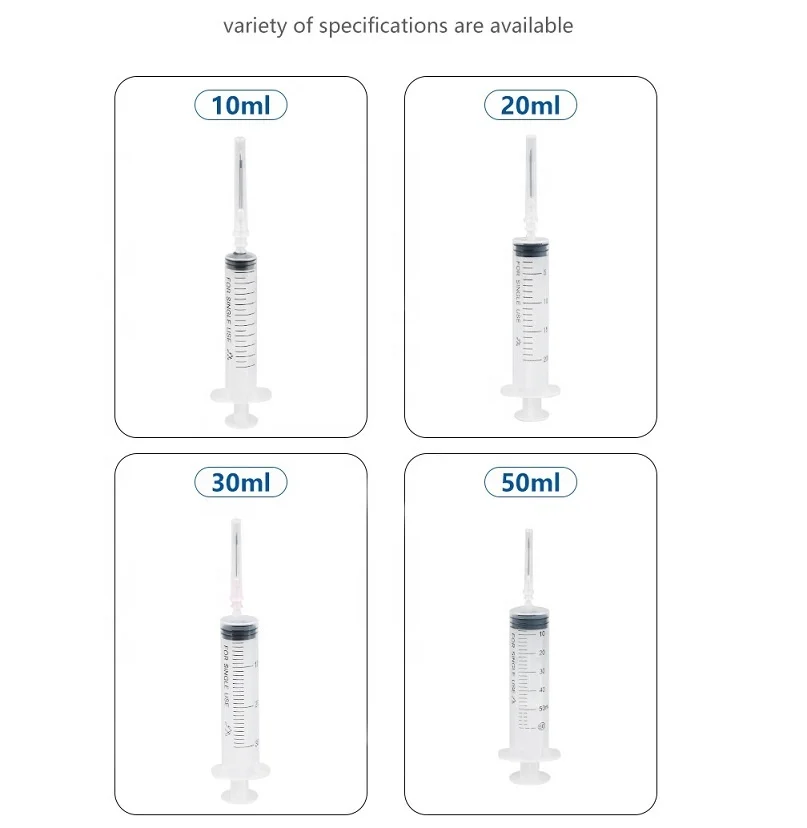 Medical disposables syringe with needle 0.5ml to 60ml for option