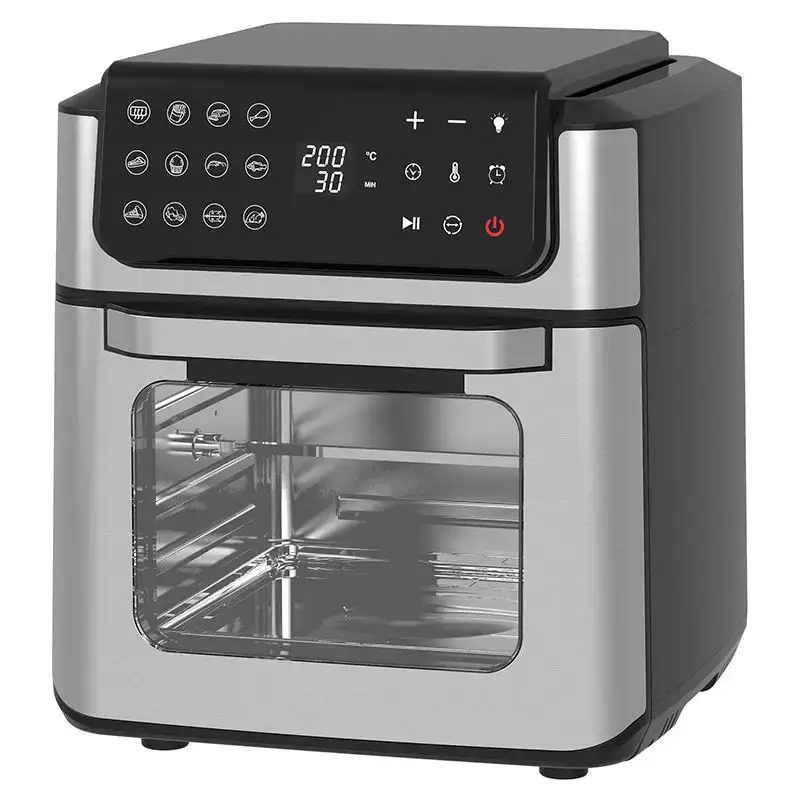 SS Cover Smart air fryer 12L Stainless steel with Rotisserie Toaster Dehydrator oil free cooking Digital Air fryer Oven