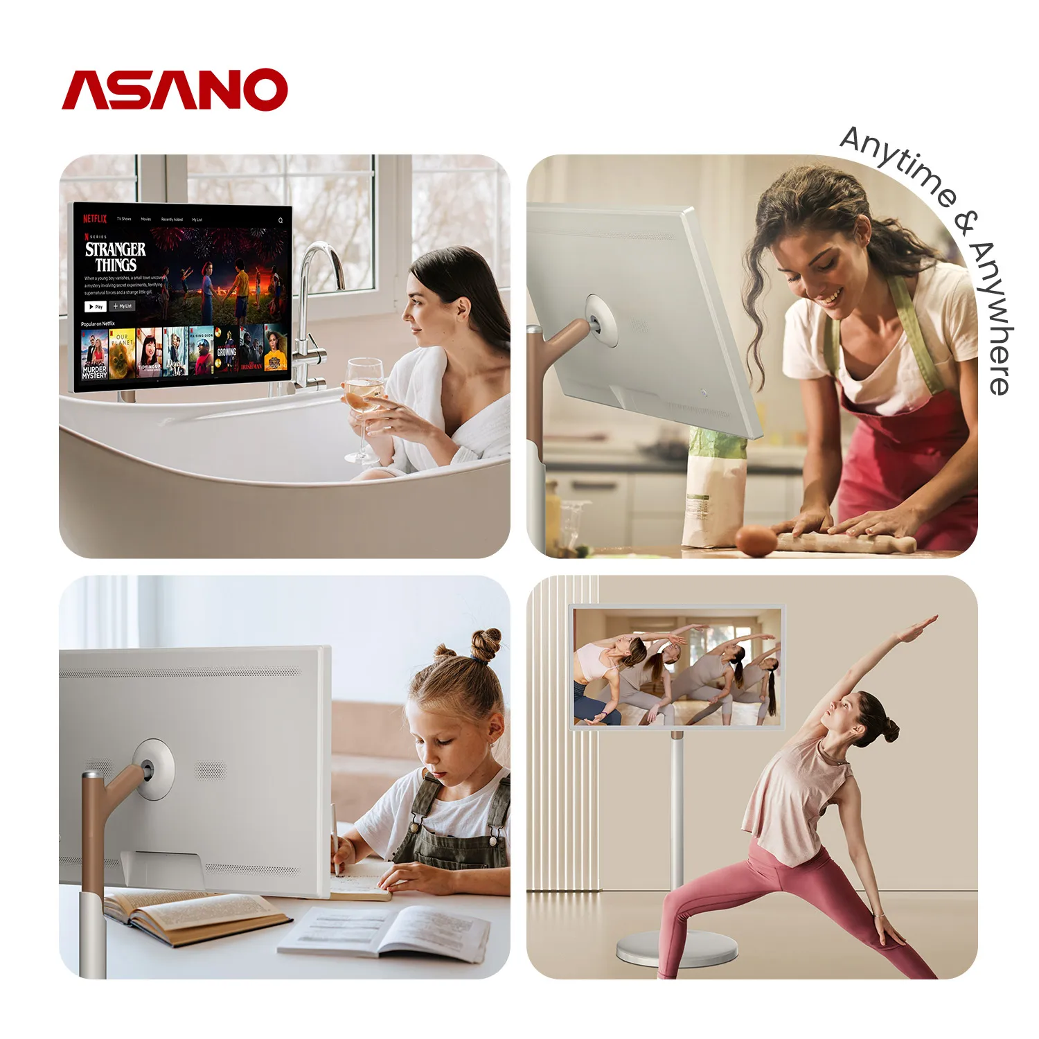 Indoor Smart Tablet Screen 90 Degree Rotatable Live Streaming Ips Panel Display Android Stand Tv 32 Inch Touch Moving Screen