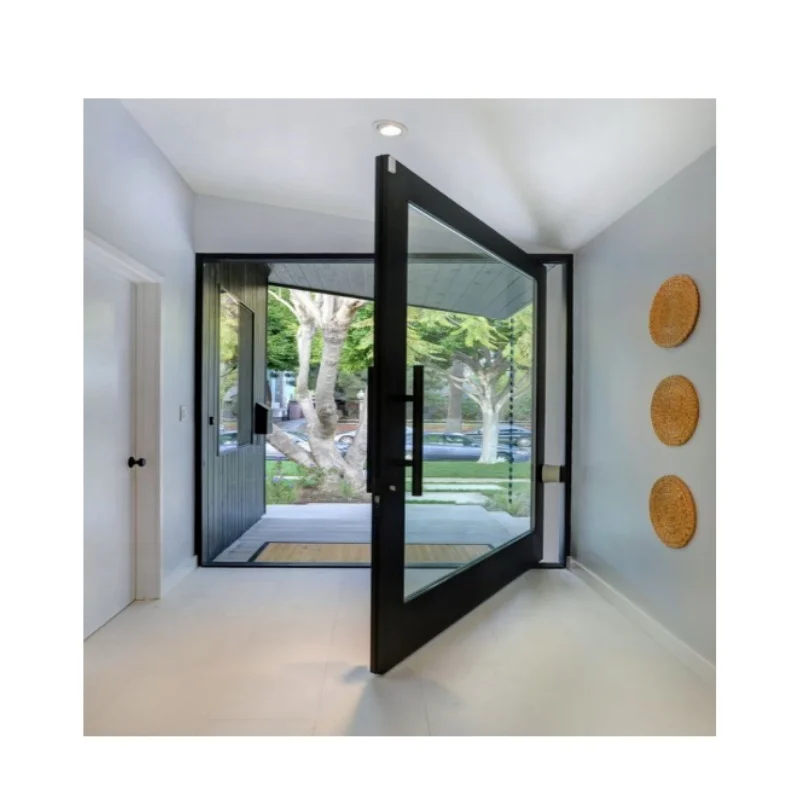 Modern French Black Balcony Patio Door Wrought Iron Swing Crittall Loft Door Steel grill Glass Windows and Doors
