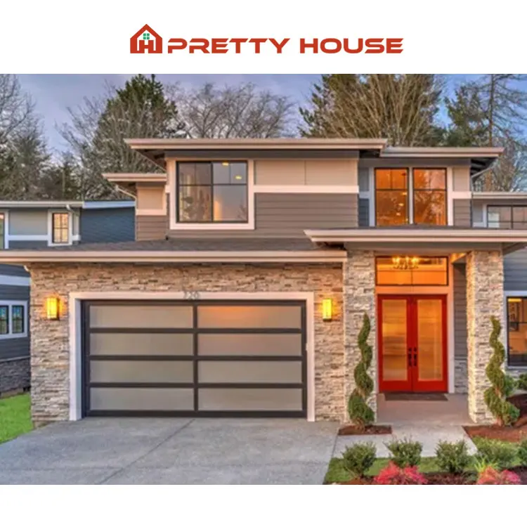 Modern Automatic Insulated Sliding Garage Door Lift Roller Smart Electric Sectional Panel Full Glass Garage Doors Price