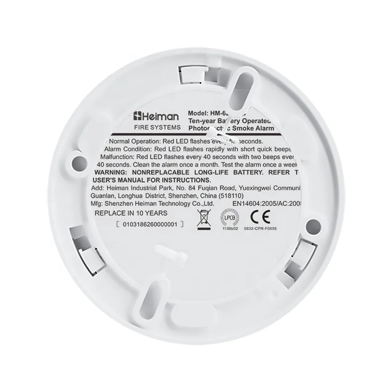 HEIMAN VDS fire alarm smart smoke sensor EN14604 smoke alarm detector with 10 years battery lifetime
